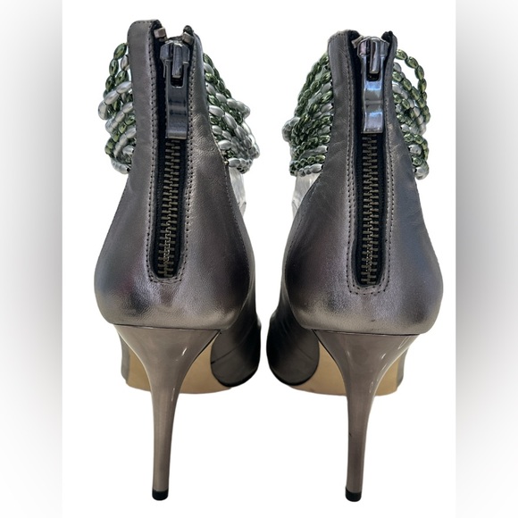J.Renee Pewter Makensy ~ Size 9M ~ Peep Toe Jewel Wrap Ankle Strap Heels - Picture 3 of 12
